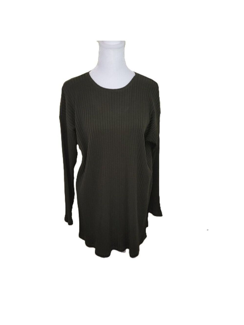 Eileen Fisher Tercel Ribbed Stretch Knit Tunic Olive Green Women's S